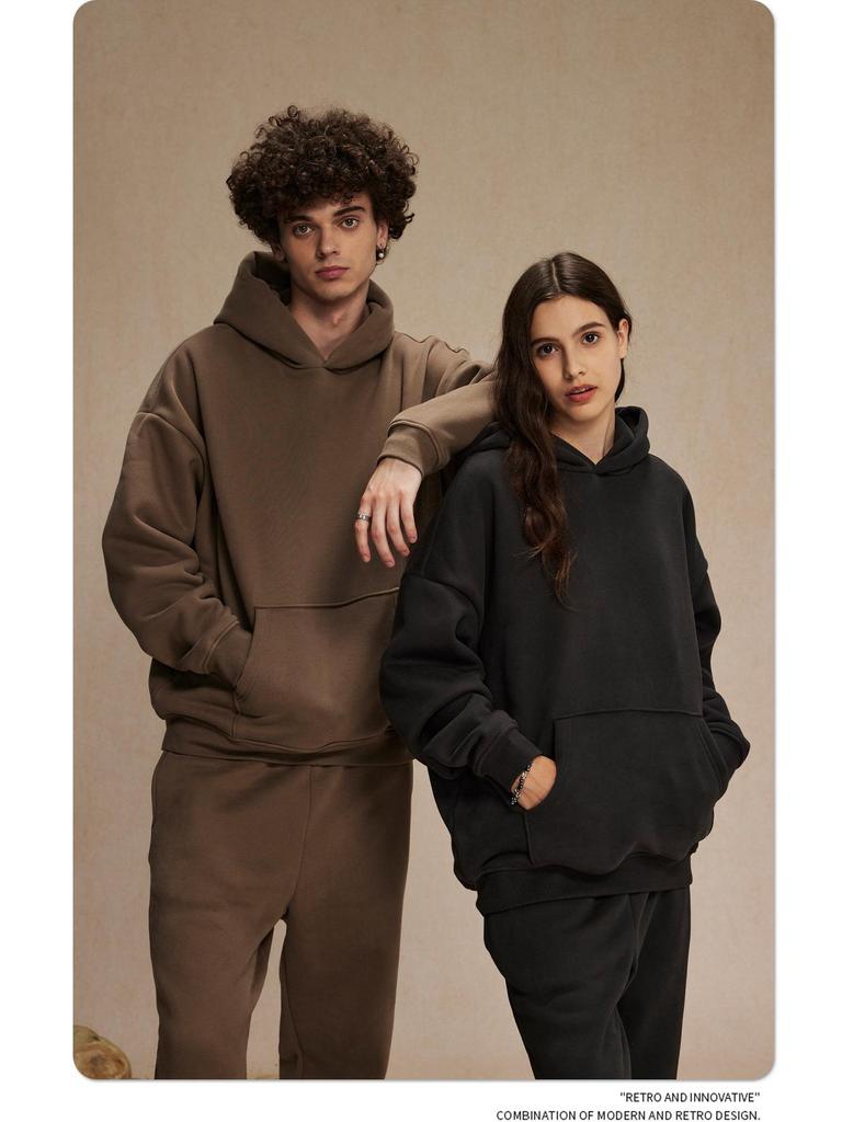 Men's Oversized Polar Fleece Hoodie - Non-Shedding, Thickened 400g, Trendy Autumn/Winter 2024