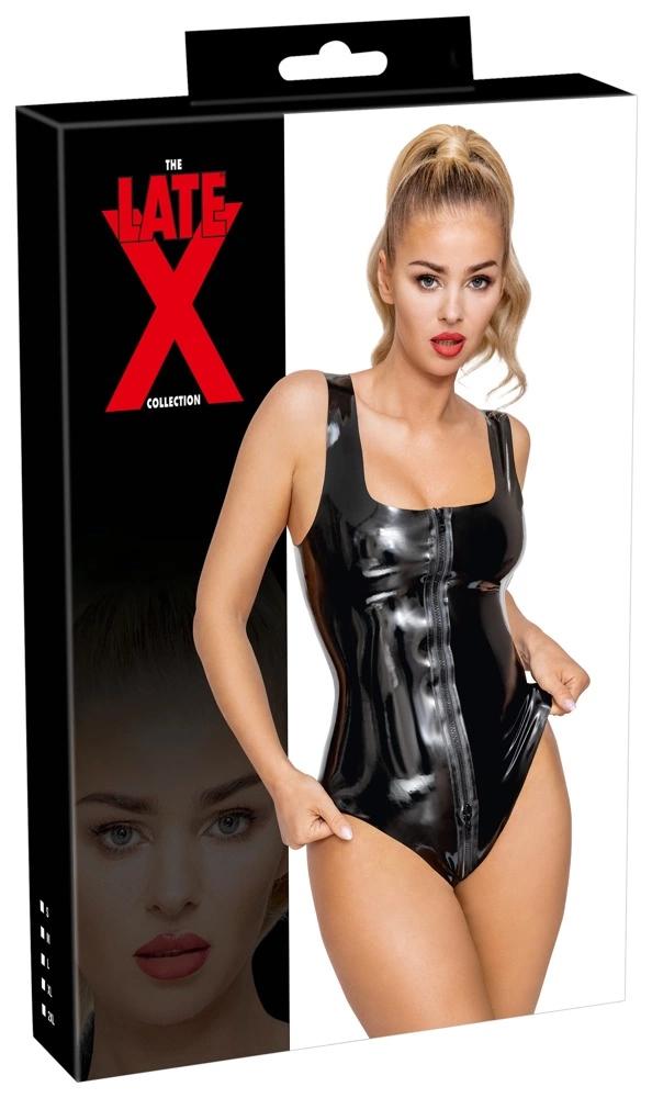 LATE X - Черный латексный боди на молнии 2XL