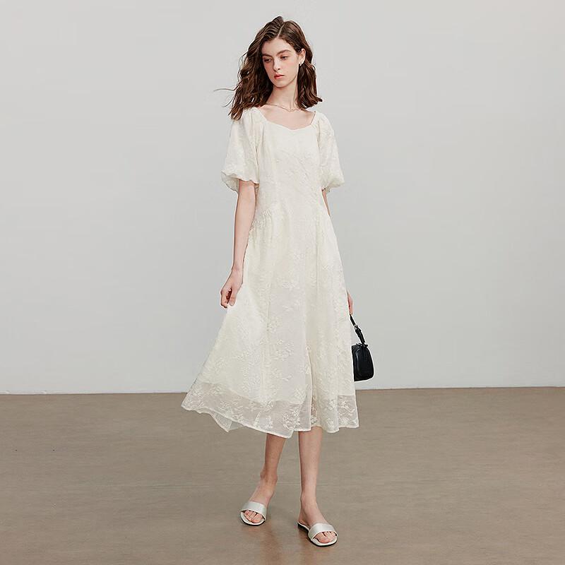 Chuyu Women's Embroidered Lyocell Sweetheart Neck Dress