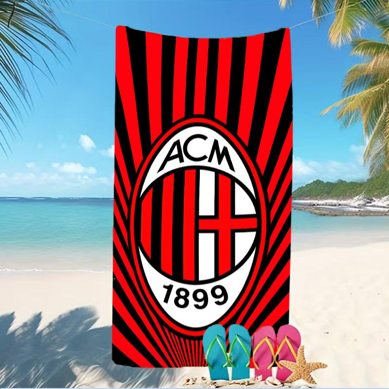 Beach Towel with Associazione Calcio Milan Pattern - soft,absorbent,machine washable Lightweight&Modern,swimming,Travel Essentials
