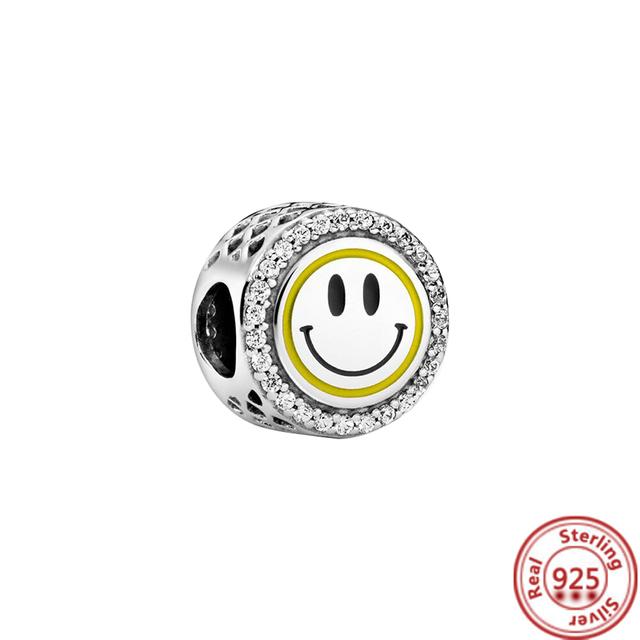 Стерлингового серебра 925 пробы, бусины, буквы, сердце, листья, круг, сверкающие клипсы, подвески, подходят для браслета с отражениями, ювелирные украшения