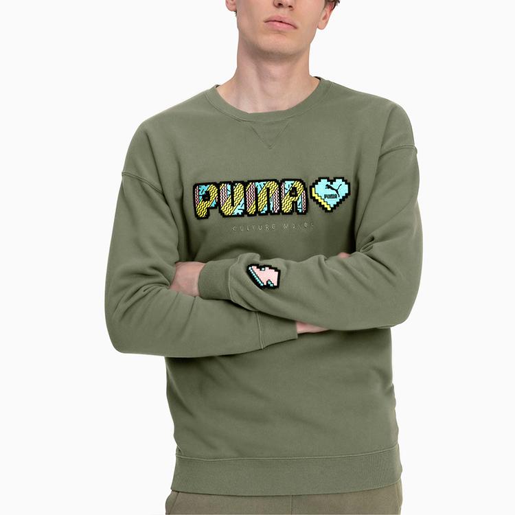 Puma Толстовка с круглым вырезом с буквенным принтом, мужские топы, темно-бирюзовый 596848-46