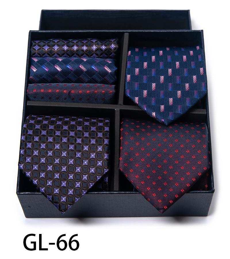 Men'S Gift Box Set Tie Fashion Business Net Color Jacquard Tie Square Scarf