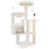 TINWEI Cat Fully Lined with Hemp Compact Cat Scratching Includes 92cm Beige Tower, Rope, Stable, House, Post, Space-Saving, Freestanding, Hideaway,
