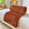 Полосатое шерстяное одеяло, толстая полиэстеровая ткань, универсальное одеяло для дивана, кровати, офиса и путешествий на все сезоны, машинная стирка, долговечный комфорт