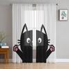 Шифоновые прозрачные шторы с черным котом для гостиной, спальни, украшения, тюлевые шторы для окон, шторы