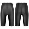 Womens Glossy High Waist Shorts Elastic Waistband Short Leggings Swimwear Workout Sports Bottoms