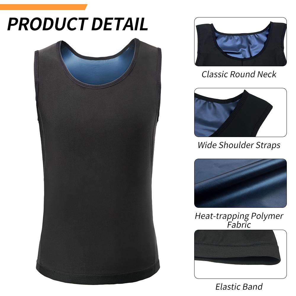 Mens Waist Trainer Sweat Vest for Weight Loss Body Shaper Workout Tank Tops Shapewear Fat Burning Sauna Suit Slimming Polymer Sauna Vest Undershirt