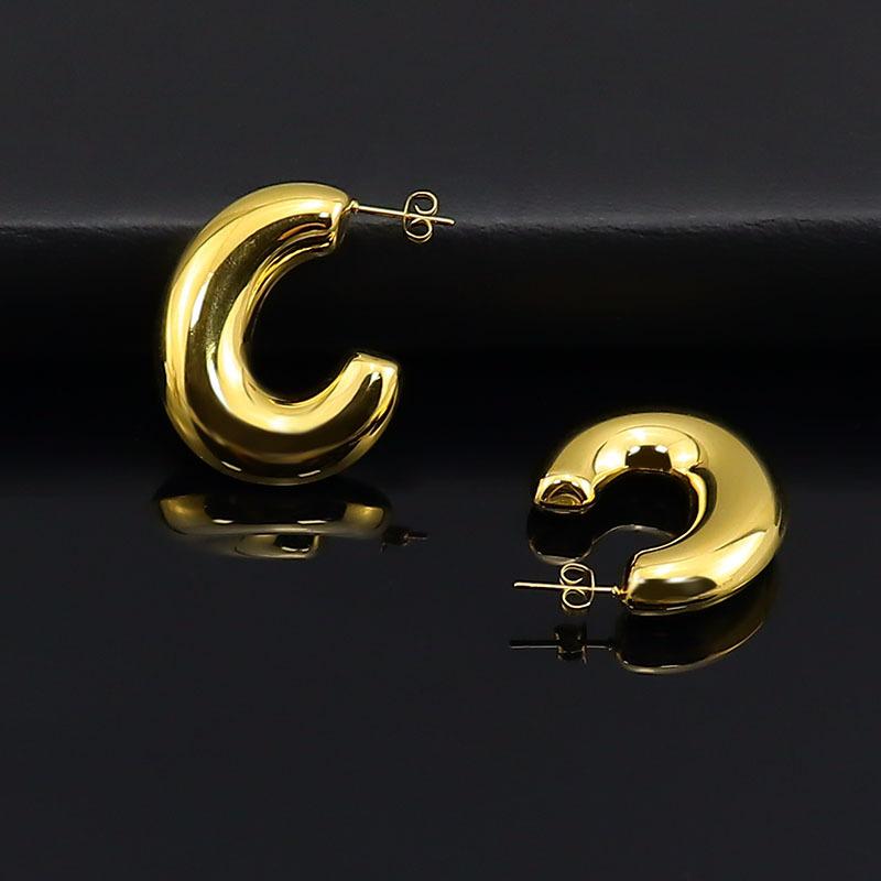 Серьги из нержавеющей стали в форме буквы С с глянцевым блеском — популярные, простые и объемные, серьги из титановой стали во французском стиле