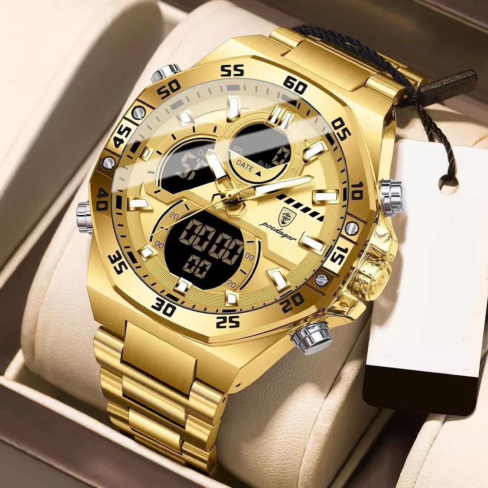 Мужские цифровые аналоговые часы - водонепроницаемый светодиодный ночник, модные наручные часы для отдыха на открытом воздухе для повседневного и активного отдыха