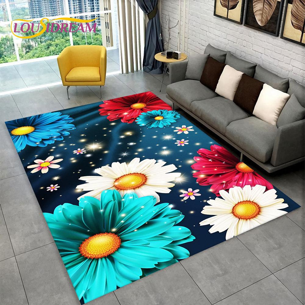 3D Nordic Luxury Flower Floral Area Rug Large, ковер для дома, гостиной, спальни, дивана, коврика для двери, декора, детские нескользящие коврики