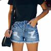 Новые универсальные женские джинсовые шорты Summer Street Hipster с дырочками