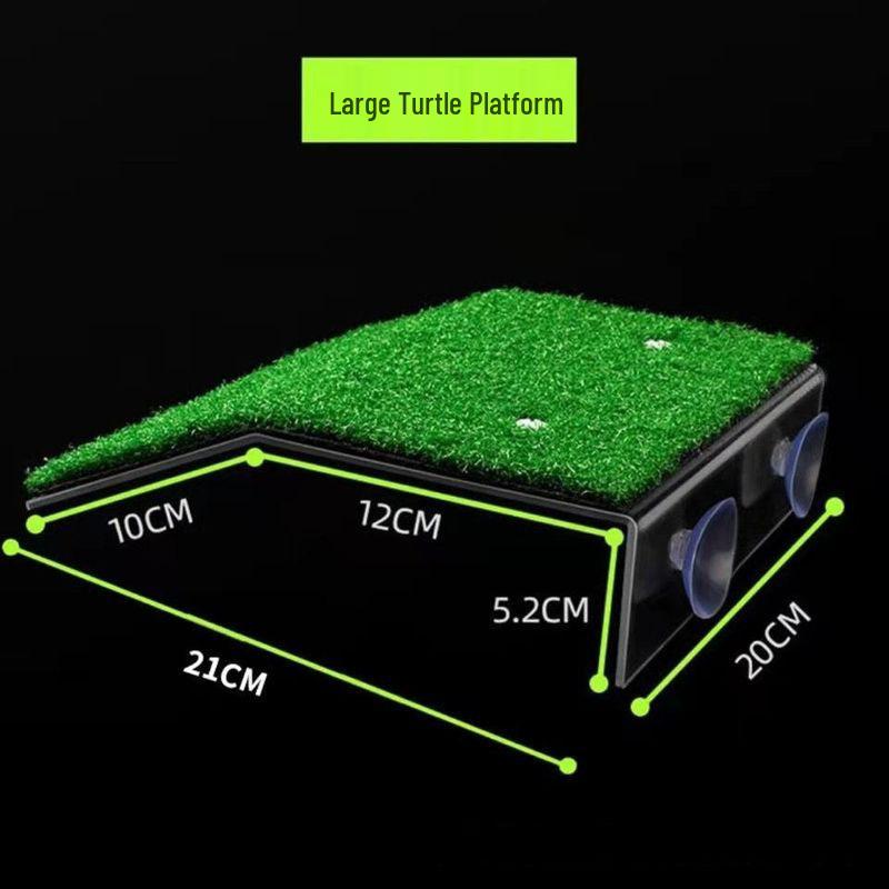 Acrylic Turtle Climbing & Sunbathing Platform with Feeding Trough - Small Size Floating Island for Tanks