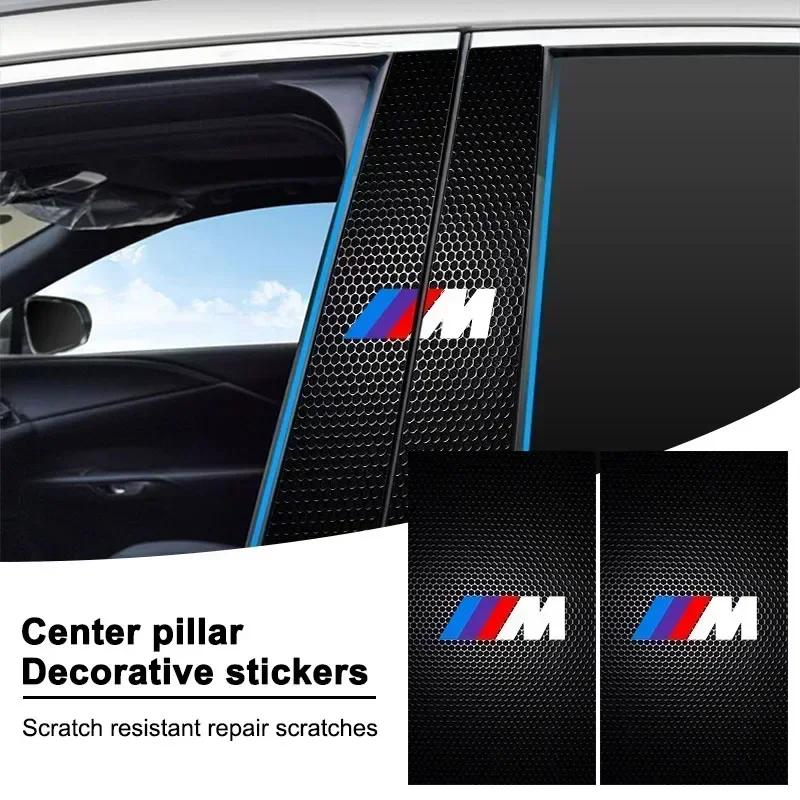 2Pc Car Emblem Center Pillar Sticker Auto Door Decorative Stickers For Bmw M Performance M3 M5 M6 F01 F20 F10 F13 F15 F16 F30 BM5
