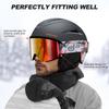 Odoland Ski Helmet and Snow Goggle Size Snowboard Glasses Flat Impact UV Adult L Set, Dial-Type Adjustment, Helmet, Compatible, Lens, Windproof,