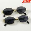 2pcs Trendy Retro Oval Sunglasses Fashion Sunglasses Shades, UV400 Sunglasses, Perfect for Beach Trips, Driving