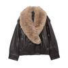 Autumn and winter new European and American style fashion casual fur collar removable imitation leather jacket jacket leather coat