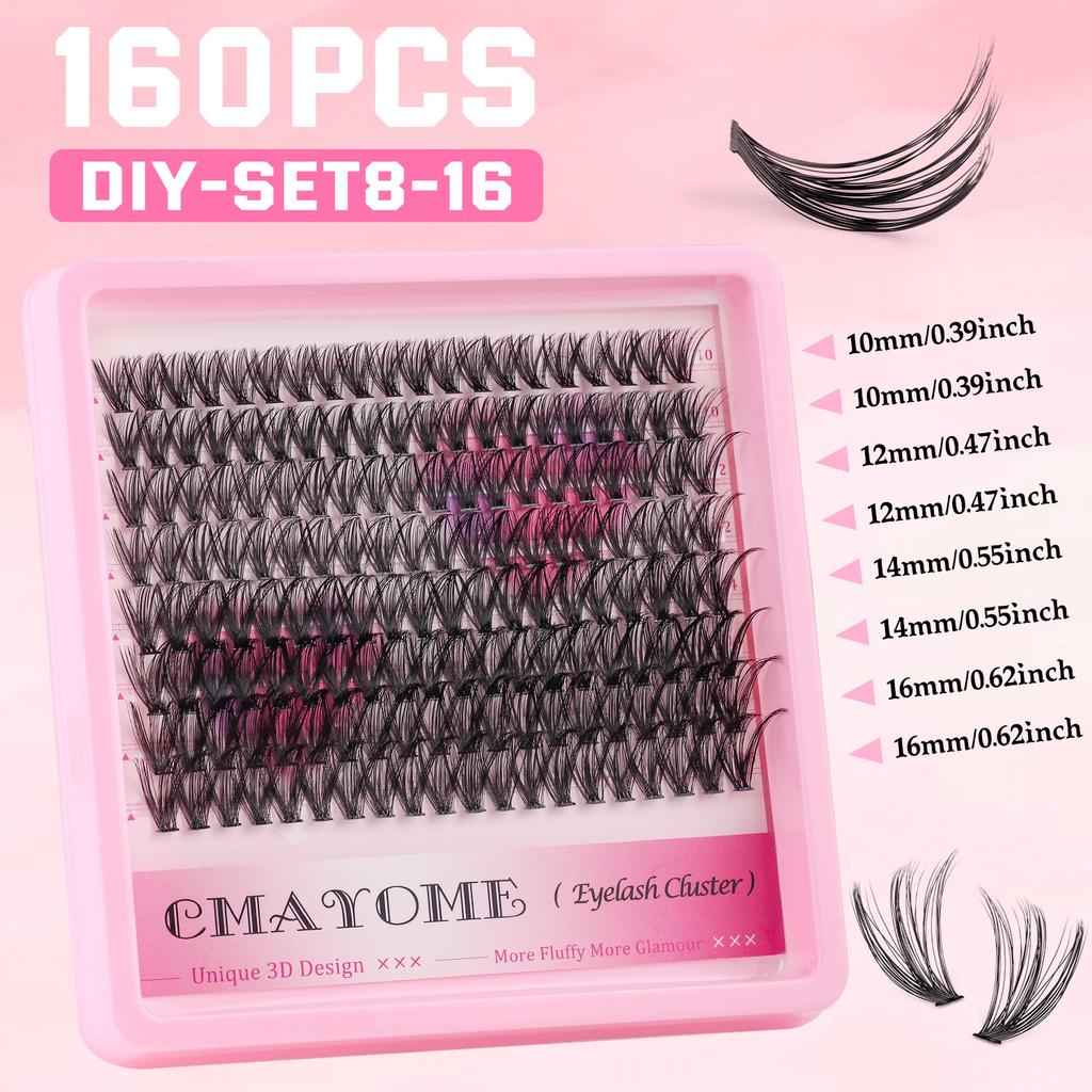 Самоклеящиеся пучки ресниц D-изгиб 10-16 мм толстые завитые ресницы