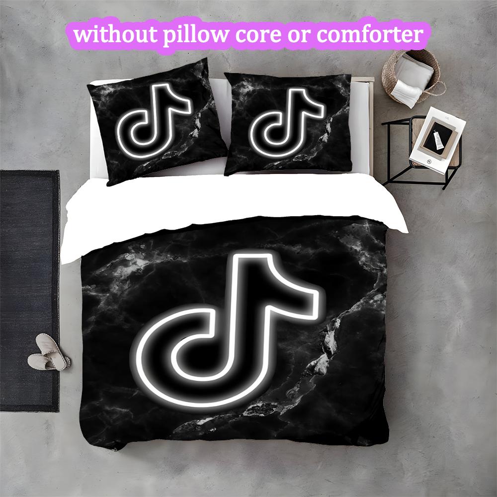 3pcs Duvet Cover Set, Neon Music Note Bedding Set, Machine Washable, Breathable Fabric, All-Season Cozy Bedroom Accessory