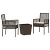 Garden Bistro Set 3 pcs Brown Poly Rattan