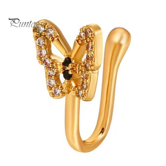 1 шт. U-образное накладное кольцо в носу в форме бабочки, шпилька для носа, блестящие стразы, инкрустированные непирсингом, зажим для носа, ювелирное изделие, подарок