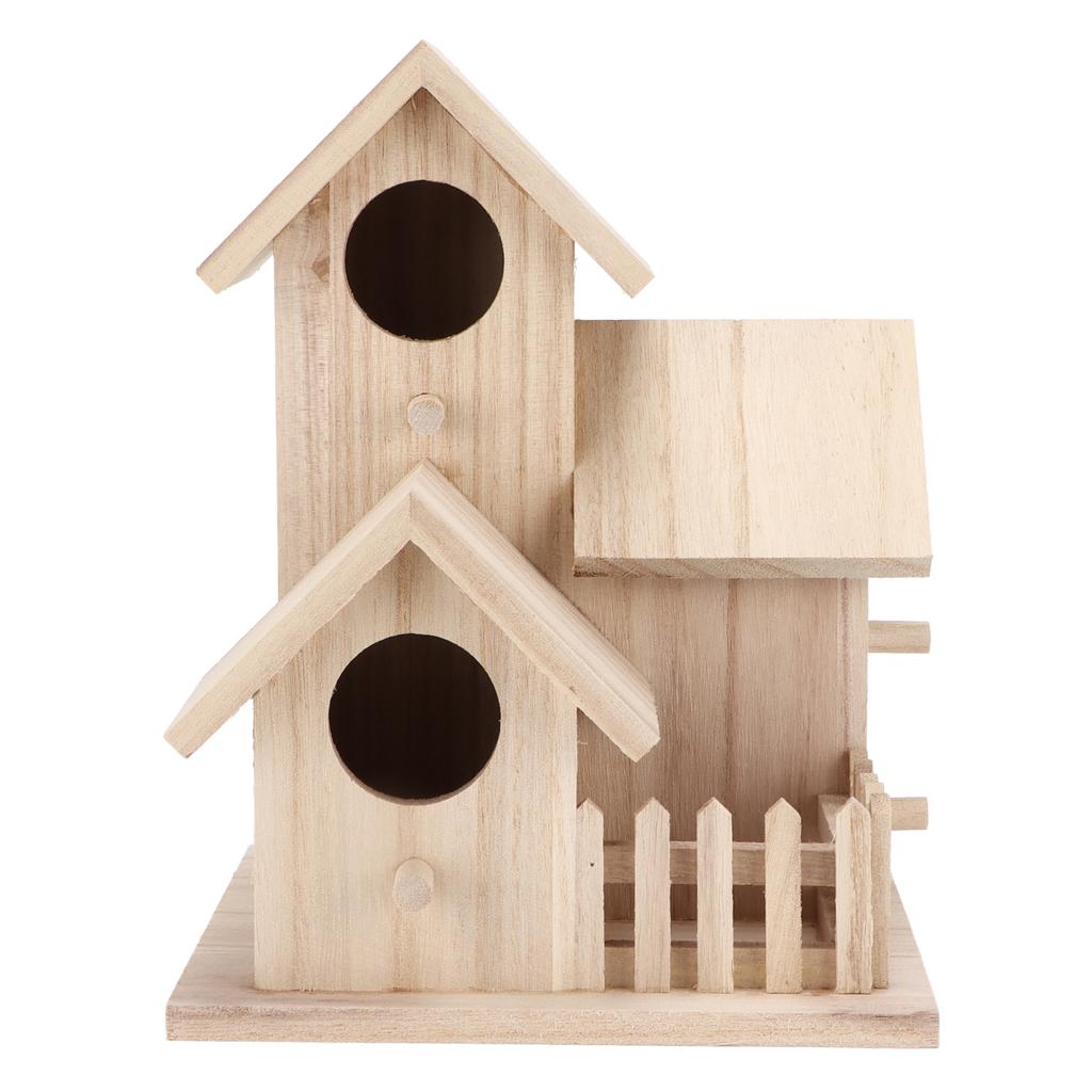 Outdoor Birdhouse Paulownia Garden Bird Nests Small Bird Breeding Box for Wild BirdsThree Rooms