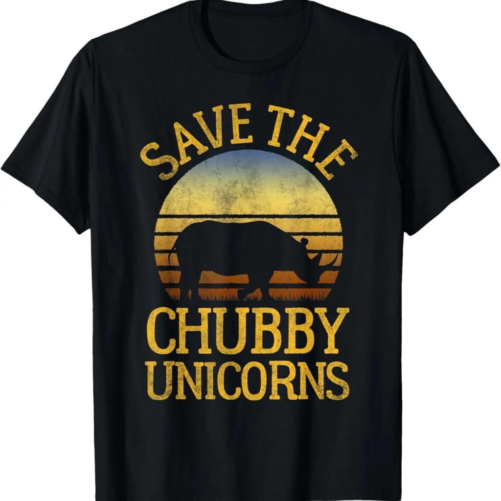 Save The Chubby Unicorns T-Shirt Retro Vintage Sunset Colors