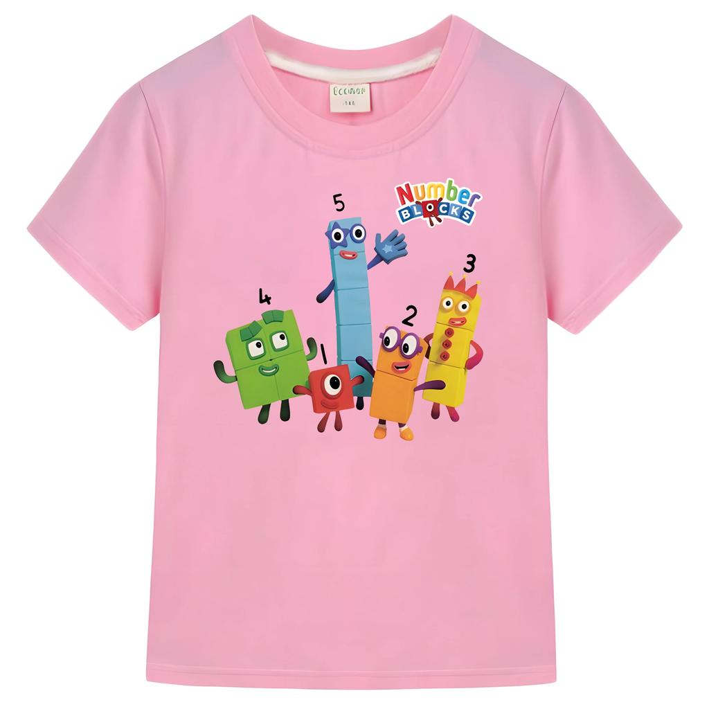 Футболка с принтом NumberBlocks, топы с героями мультфильмов, хлопковые короткие футболки с рисунком аниме, цельная футболка y2k для детей, мальчиков 10 лет, детская одежда для девочек