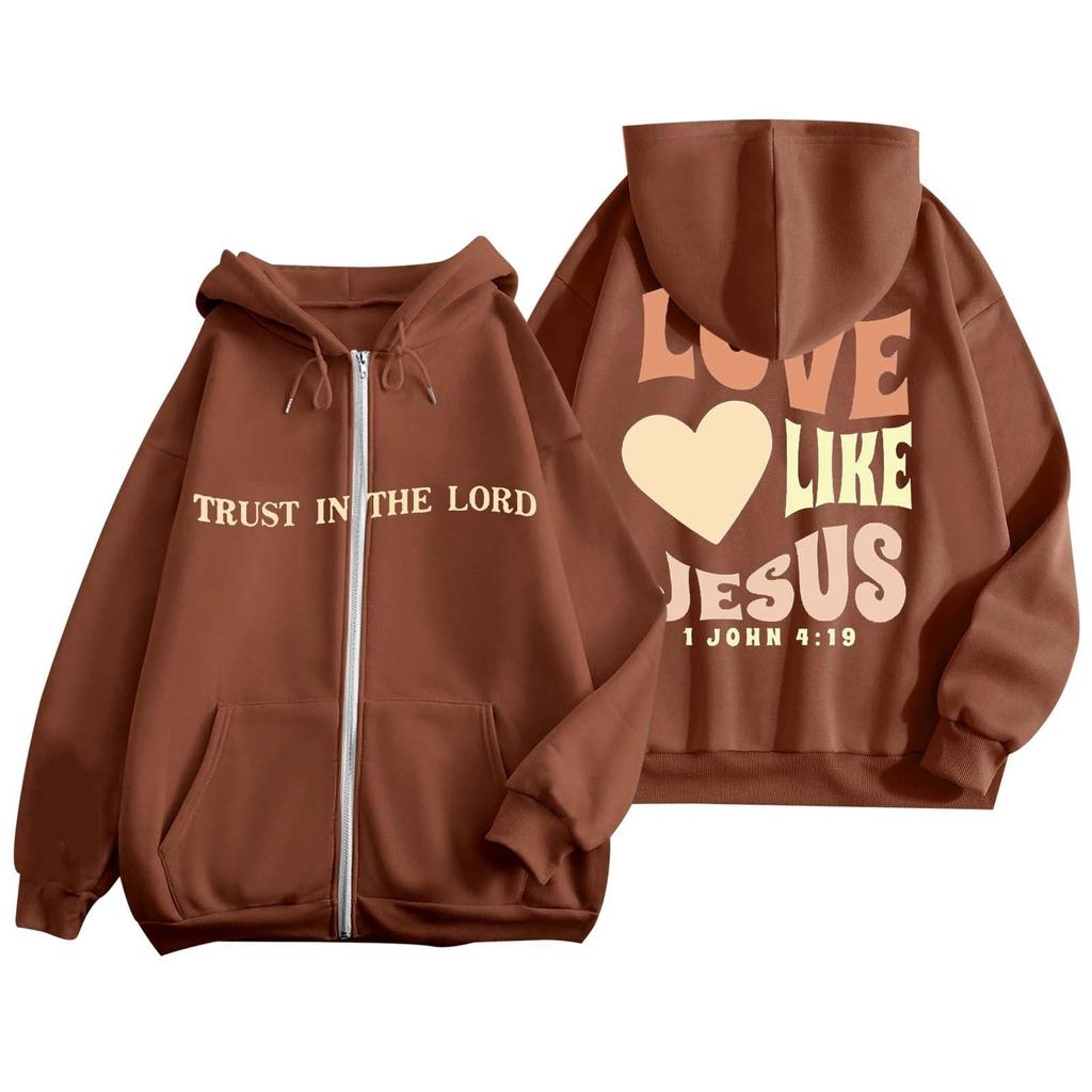 Женская модная повседневная куртка с длинными рукавами и принтом на молнии с капюшоном