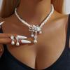 2024 Elegant Pearl Flower Jewelry Set: Necklace & Earrings