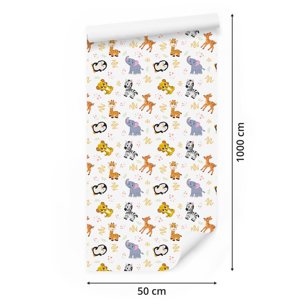 Animals wallpaper white, cream, light gray and gray 50x1000