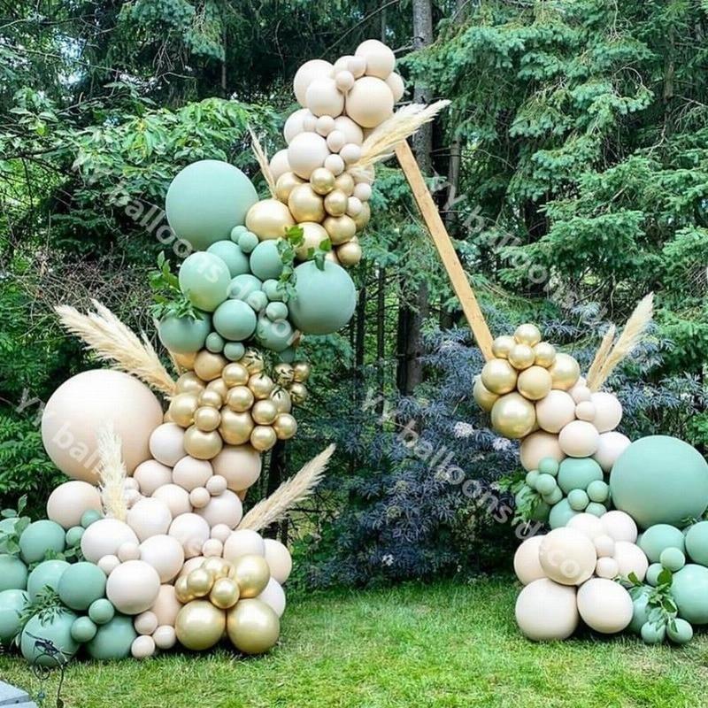 100 шт./102 шт. DIY Воздушные Шары Гирлянда Арка Металлик Золото Глобальный Ретро Зеленая Кожа Globos День Рождения Свадьба Годовщина Украшения Партии Baby Shower