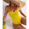 Sexy Ribbed One Piece Swimsuit Solid Swimwear Women 2022 Cut Out Monokini High Cut Swimming Suit For Women Bathing Suits