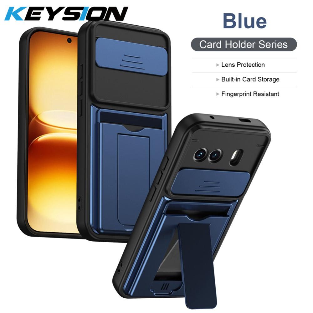 KEYSION Чехол-кошелек с держателем для карт для телефона для IQOO 15R 5G Защита камеры сдвижной подставка ударопрочный чехол для IQOO Z11 Turbo 5G