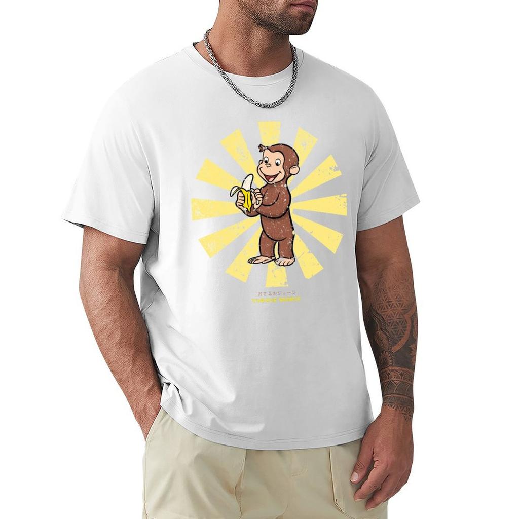 Curious George Retro Japanese TShirt clothes Luxury man shirts graphic tee men