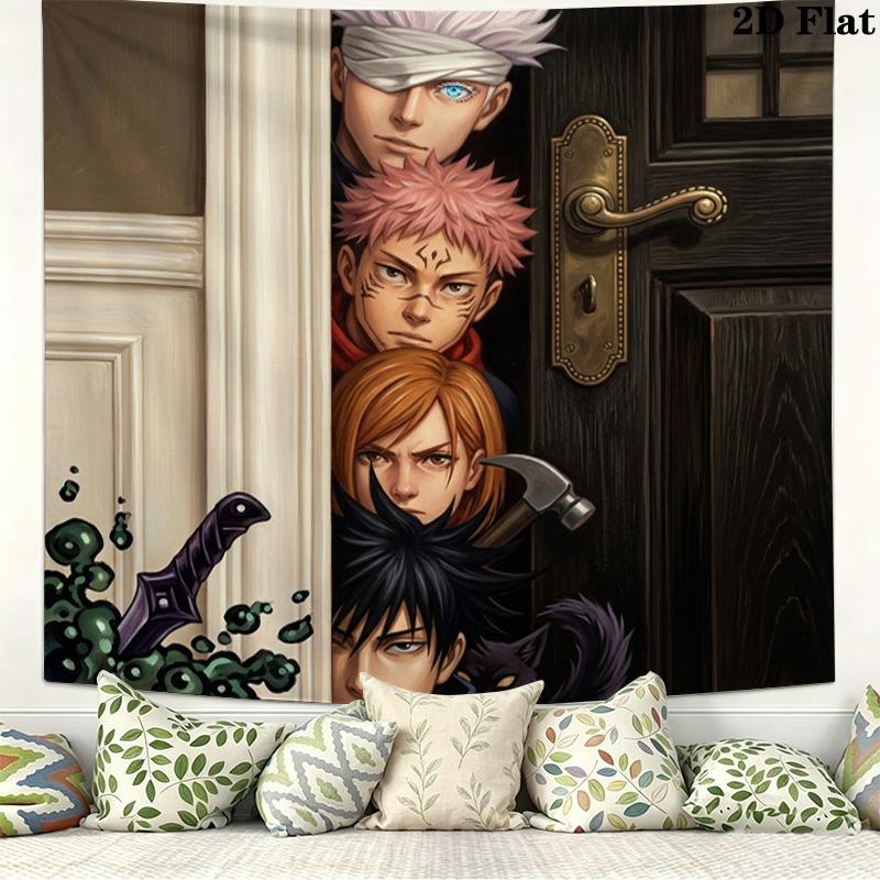 Jujutsu Kaisen Wall Tapestry Aesthetic Wall Hanging Printed Fabric Blanket Decorative Tapestries For Bedroom Living Room Home Decor