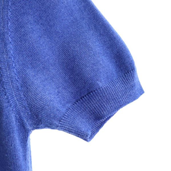 Prada Made In Italy Wool Blend Short Sleeve Design Knit 38 Blue Sweater Women Used