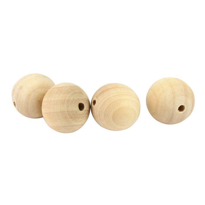 Perles en bois 2,5 cm 7 pièces