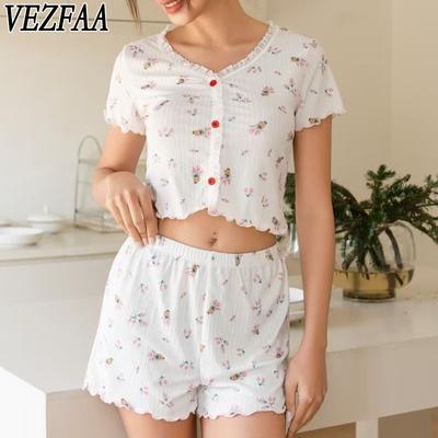 Женская мода повседневная летняя весенняя цветочная модель с принтом короткий рукав V-образный вырез брюки брюки костюмы