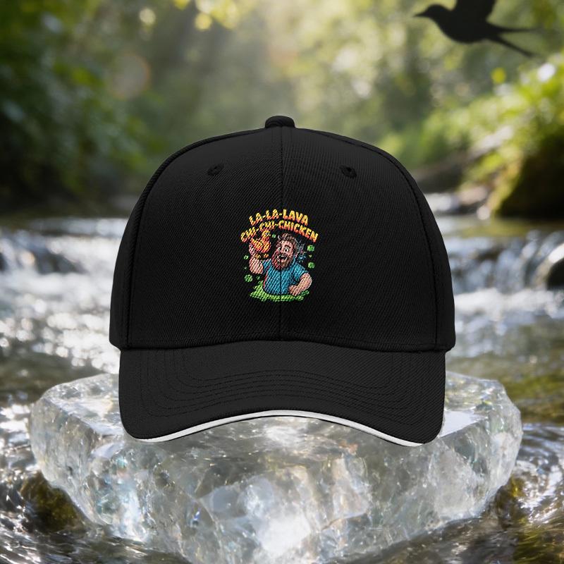 Pixel Chicken Baseball Cap with Sandwich - Adjustable Lightweight Suitable for Travel, Parties, Birthdays, Unisex Retro Pixel Ha