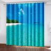 3D Nature Landscape Blue Sand Beach Sea Palm Leaves Shading Polyester Window Curtains For Bedroom Living Room Home Decor Hook