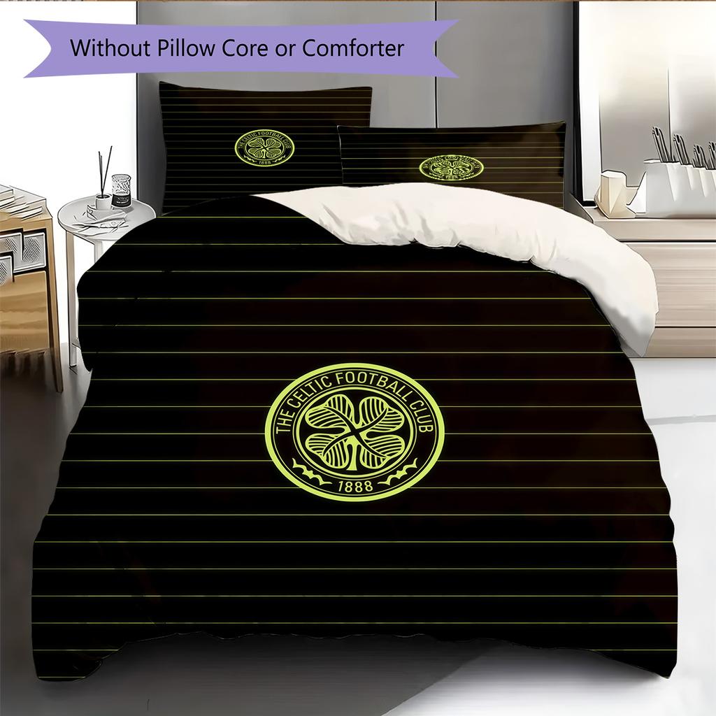 Celtic F.C Pattern Bedding Quilt Set Home Decoration Gift (1 * duvet cover + 2 * pillowcase without core)