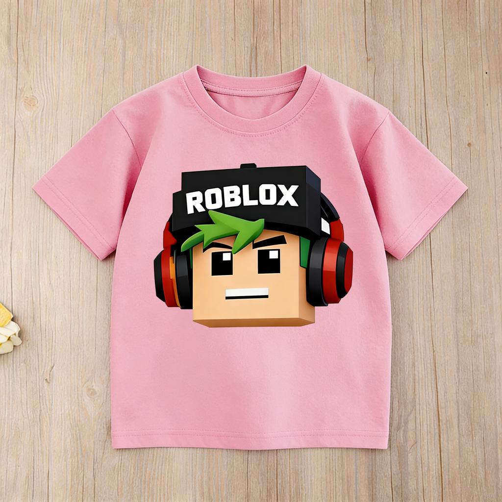 Roblox Character Skateboard Kids T-Shirt 2026 Summer New Boys Girls Short Sleeve Casual T-Shirt Cotton Tops