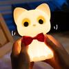 Silicone Night Light Soft Glow Dimmable Touch Control Cute Cat Shape USB Rechargeable Nursing Light LED Night Lamp