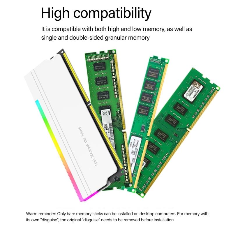 Улучшенный охлаждающий радиатор для модулей оперативной памяти DDR4, настраиваемая ARGB-подсветка, совместимость с несколькими платформами, рассеивание тепла ПК