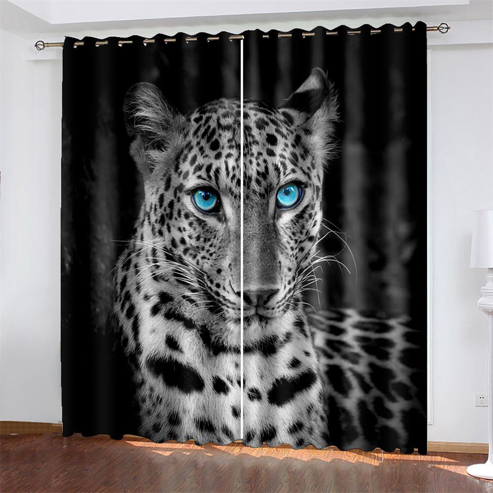 3D печать дешевые африканские дикие животные лев король королева 2 шт тонкие затемняющие оконные занавески гостиная спальня домашний декор крючок