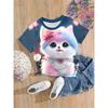 New Funny Animal Cat 3d Print Girls' T-Shirts Party Fashion Short Sleeved Tops Tee 2025 Casual T-Shirts Girls' Clothing