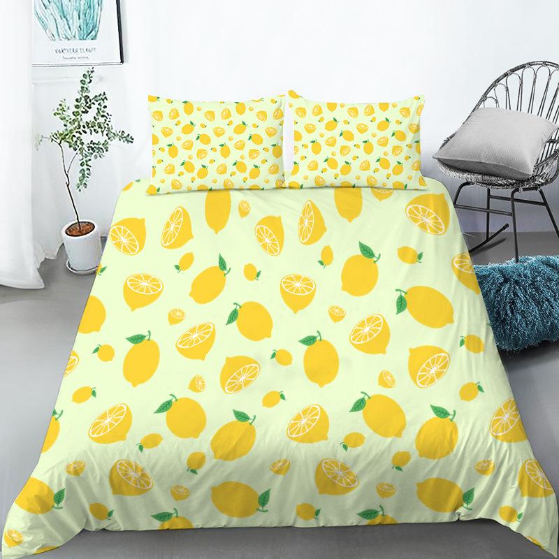 Fruit Bedding Collection Full Queen Size For Kids Adults Lemon Watermelon Print Duvet Cover Collection Quilt Cover Pillowcases Bedroom Decor