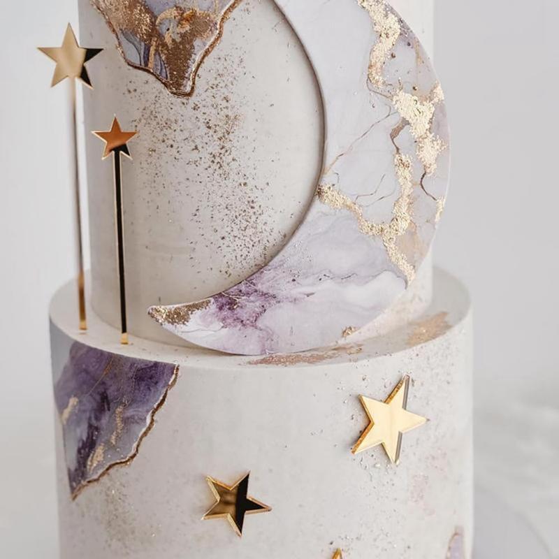 24 шт./набор Золотые Звезды Топперы для Торта Детские Сувениры для Вечеринки по Случаю Дня Рождения Украшение Свадьба Рождество DIY Инструменты для Украшения Торта Детский Праздник