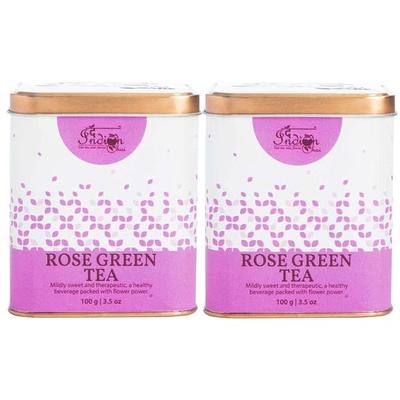 Индийский чай - зеленый чай с розой 200 г с лепестками розы гулаб для сияющей кожи, богат витамином С, натуральное средство от стресса, помогает иммунитету